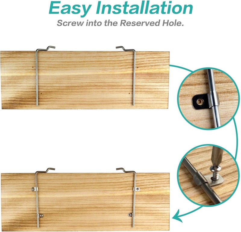 WOWKIT Pegboard Shelves, 16" x 6" Large Peg Board Racks 2Pack Wall Organizer Shelf, 1/4 inch Heavy Duty Metal Brackets Fit All Pegboards, Wood Slats, Craft Garage Workbench Office Shelving Accessories (Wood) - Image 5